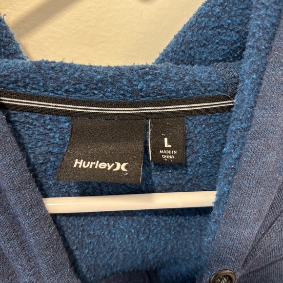 Hurley Blue Hoodie Stripes Pullover Sweatshirt Casual Athleisure Streetwear - Picture 8 of 11